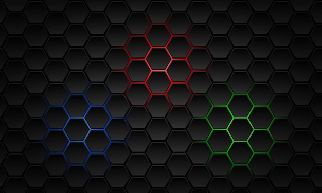 Black hexagon rgb background