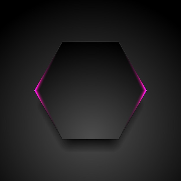 Black hexagon with glowing purple light abstract background Vector corporate design