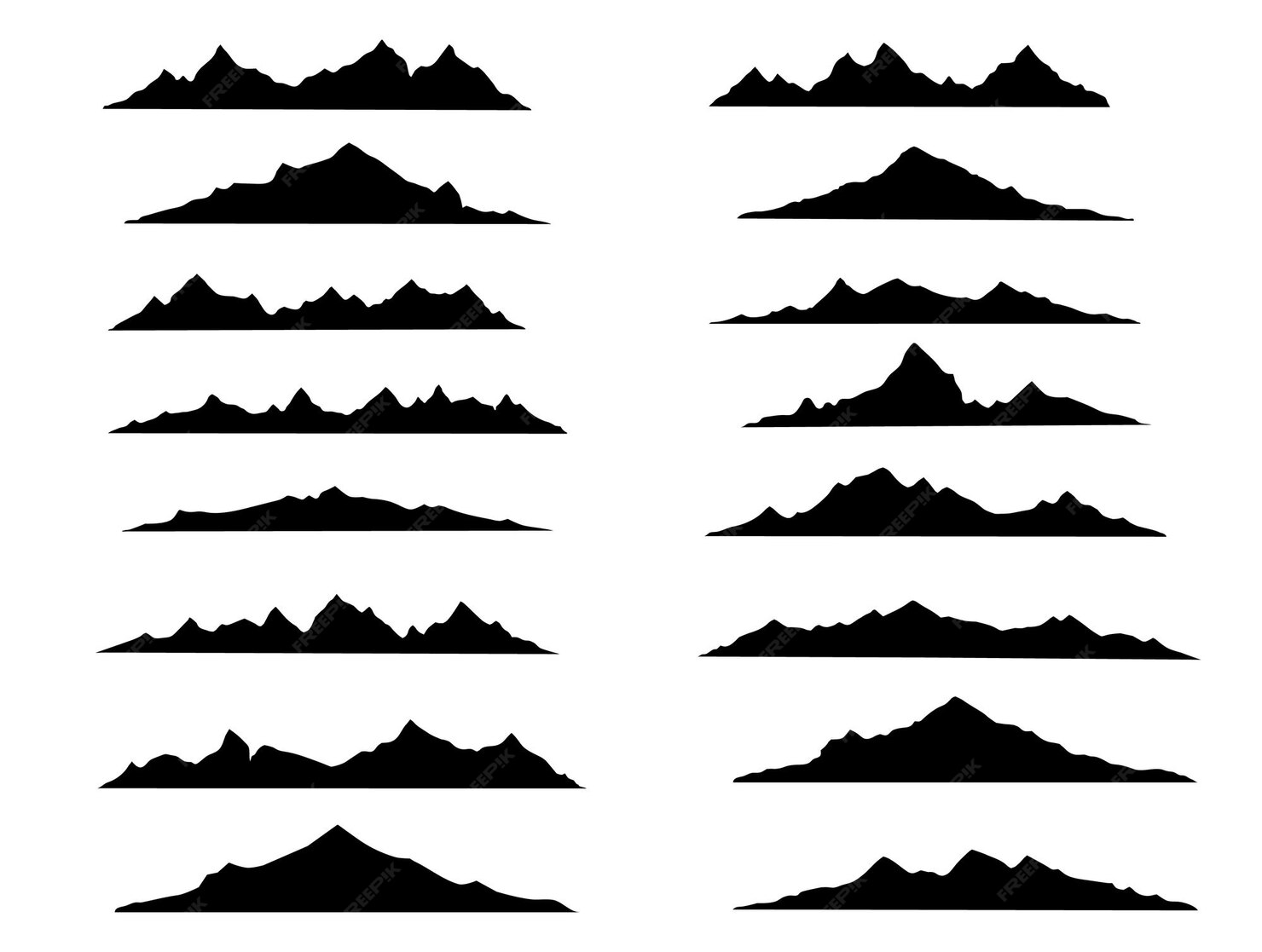 Premium Vector Black hill rock and mountain silhouettes Rocky