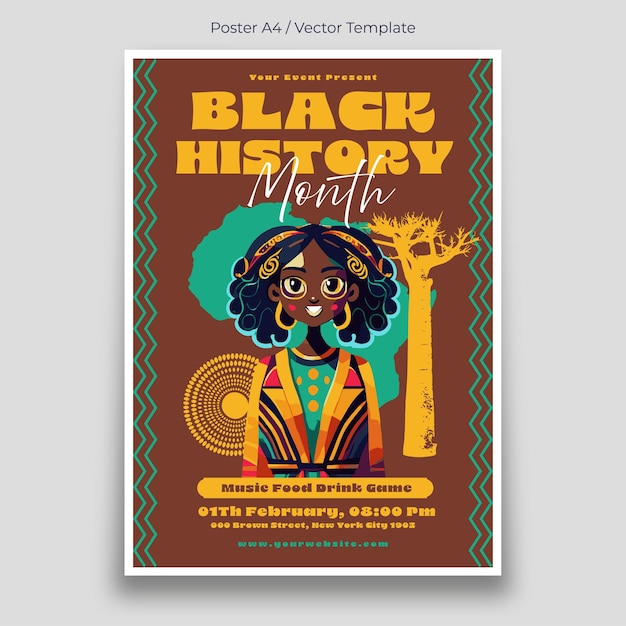 Vector black history month in africa poster template