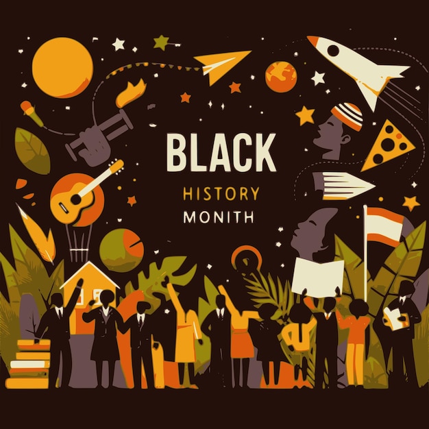 Black History Month background flat illustration with copy space