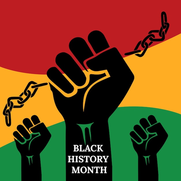 black history month background. social media post background. vector of break-free chains.