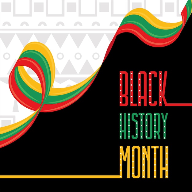 Black history month background with waving flag Vector