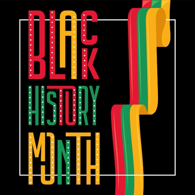 Black history month background with waving flag Vector