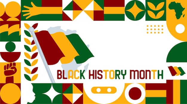 Vettore black history month banner disegno geometrico astratto della priorità bassa