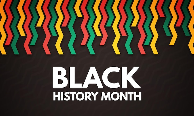 Vector black history month banner with zigzag in red yellow and green colors african american history month