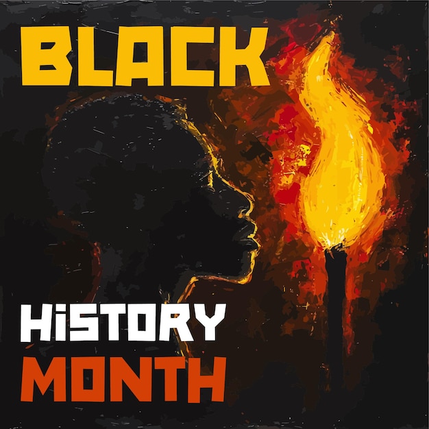 Black history month black boy hand flame vector social media post banner template