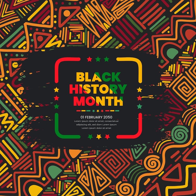 Black history month celebration banner background black