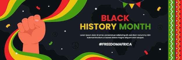 Black History Month Celebration Banner Template met handillustratieconcept