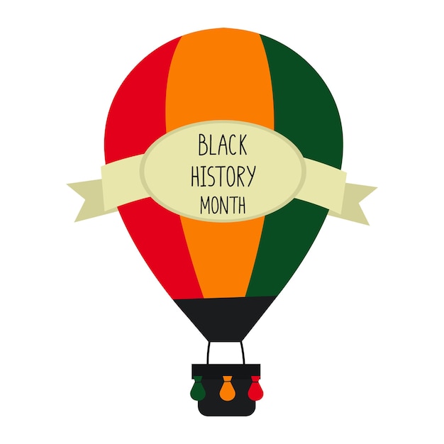 Black history month colorful banner Hot air balloon and handwritten text