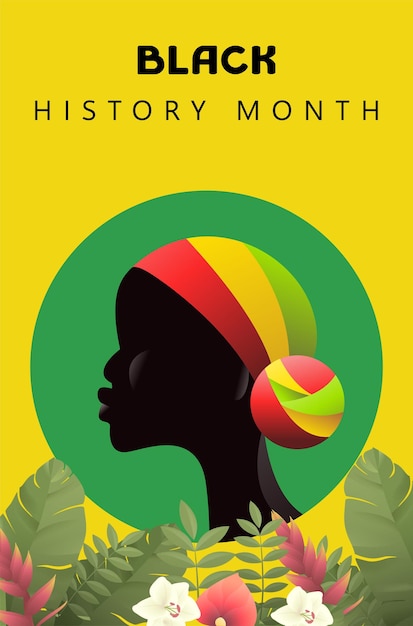 Black History Month Design Poster with Afro Girl Character Vector Illustration