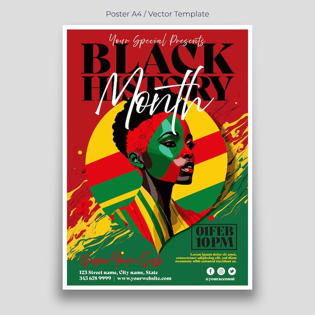 Vettore black history month evento 2024 modello di poster