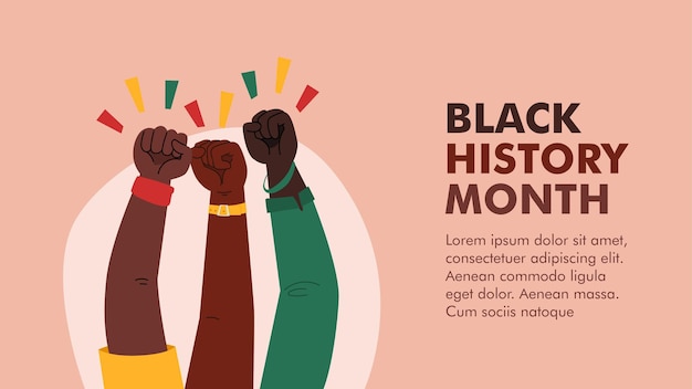Vettore modello di banner a mano del mese della storia nera