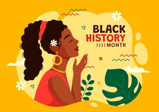 Black History Month illustratie om de strijd en de bijdrage van de zwarte gemeenschap te herdenken