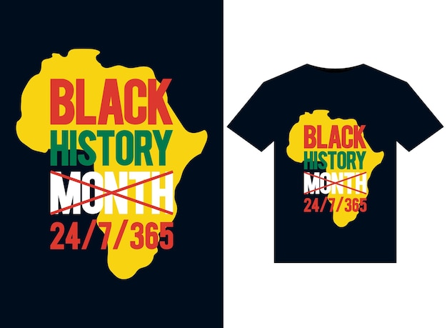 인쇄용 티셔츠 디자인을 위한 흑인 역사의 달 삽화