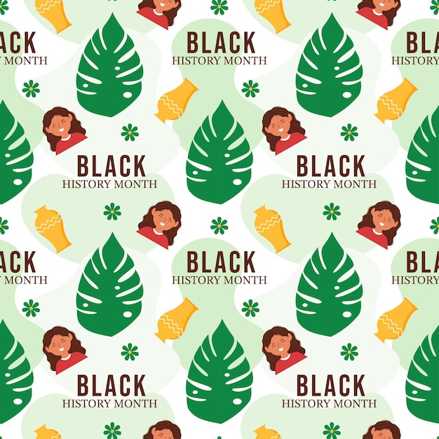 Black History Month Naadloos patroon van Afro-Amerikaanse vakantie in sjabloon Handgetekende illustratie