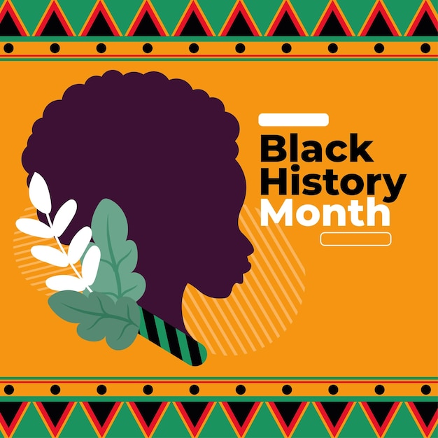 Vector black history month poster afro american girl character vector
