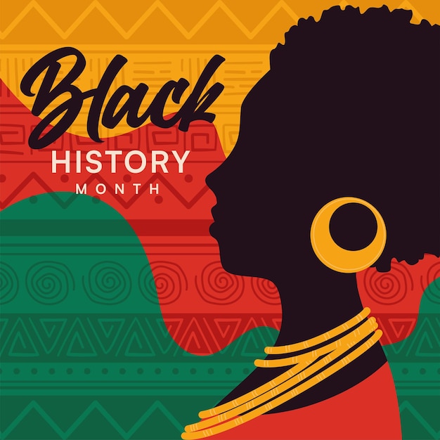 Vector black history month poster cute afro american girl character vector