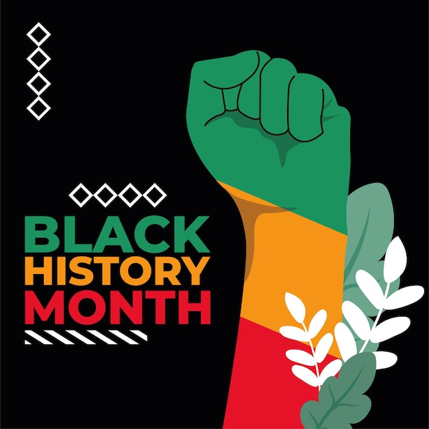 Vector black history month poster protest hand gesture vector