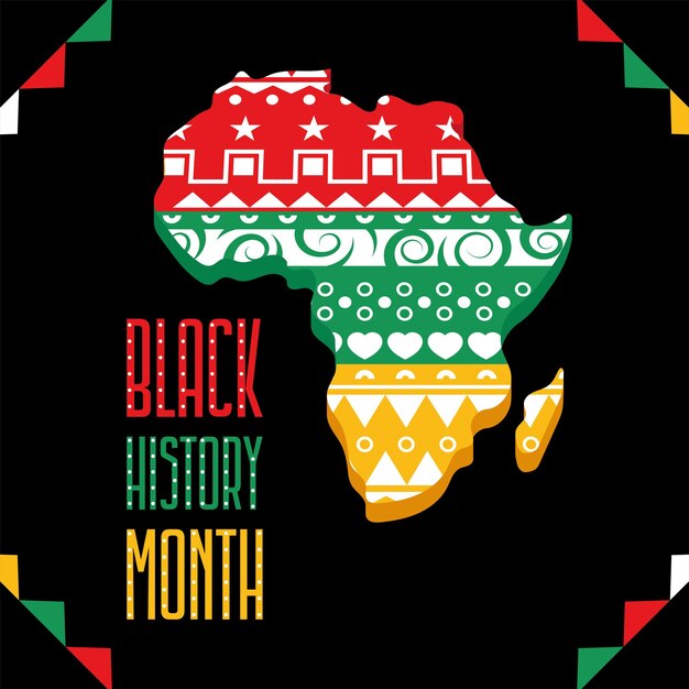 Black history month poster with map of africa vector