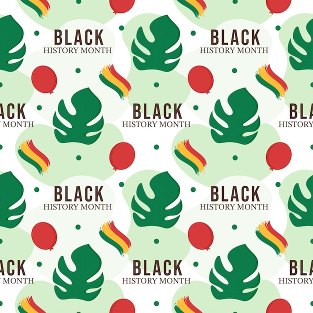 Black History Month Seamless Pattern of African American Holiday in Template Hand Drawn Illustration