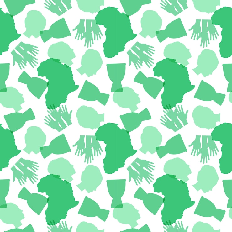 Vector black history month seamless pattern of african american holiday in template hand drawn illustration