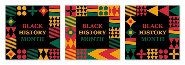 Black history month social media post square banner design black history month background neo geometric pattern concept vector illustration