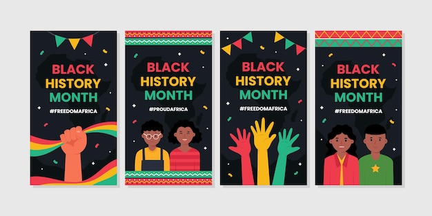 Black History Month Social Media Template Collection Set (een verzameling sjablonen voor sociale media)