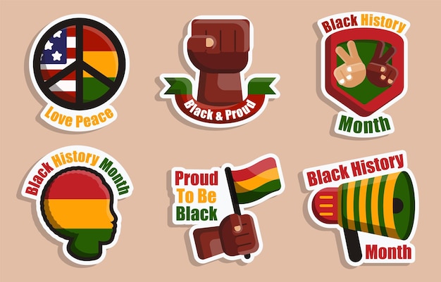 Vector black history month sticker set-collectie