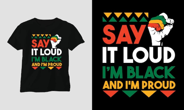 흑인 역사의 달 티셔츠 디자인 템플릿, 인쇄 가능 파일 벡터 파일