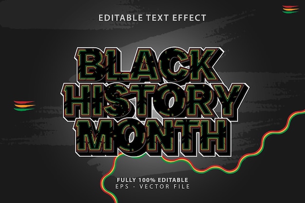 Vettore effetto di testo del mese della storia nera