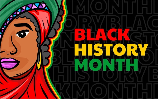 Black history month theme design with woman face illustration instagram square size