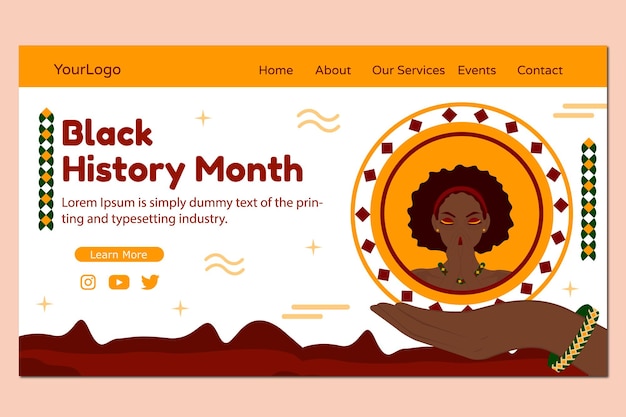 Black History Month vector bestemmingspagina illustratie ontwerp