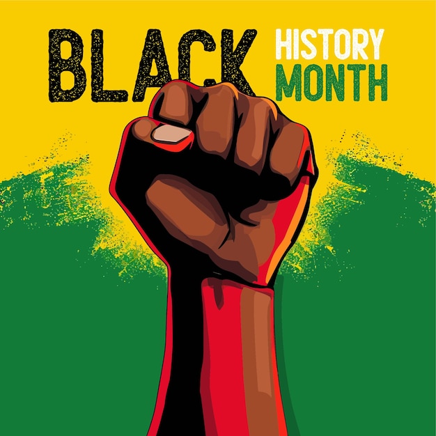 흑인 역사의 달 벡터 일러스트 소셜 미디어 게시물 템플릿 디자인