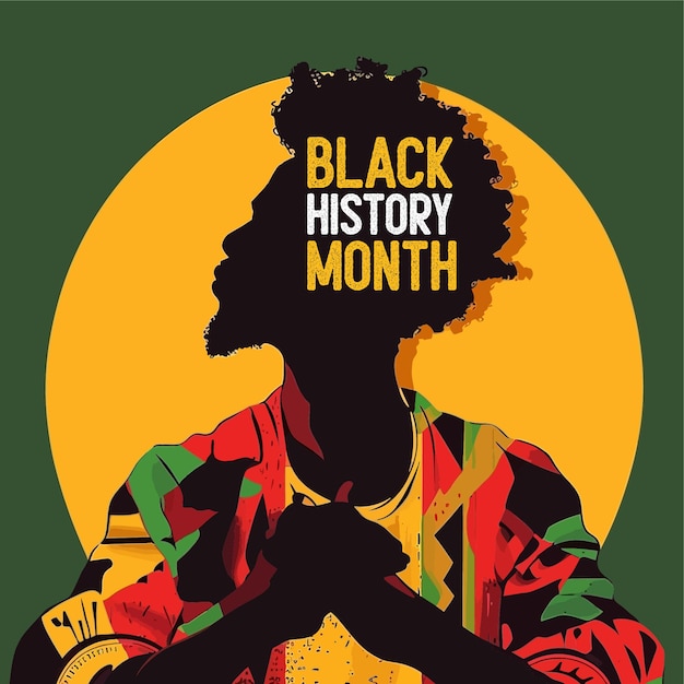 黒人歴史月間のベクトル図 ソーシャル メディアの投稿テンプレート デザイン