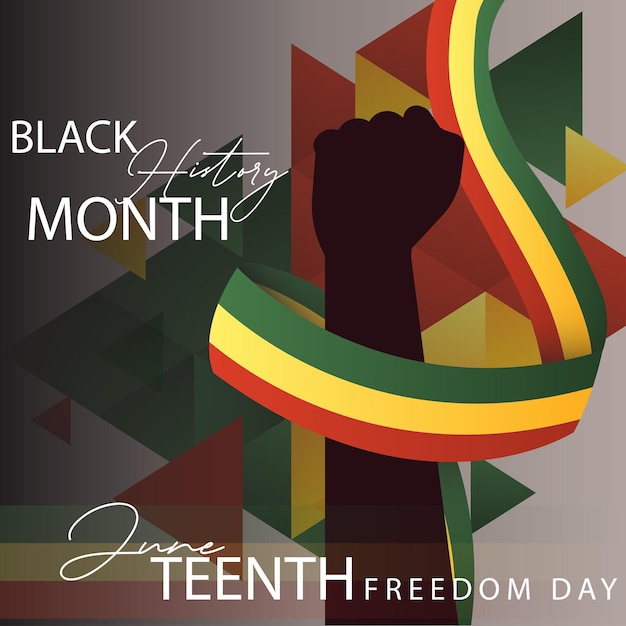 Vector black history month. vector illustration template. hand and ribbon