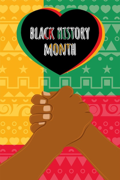 Black history month vertical poster Deal hands gesture Vector