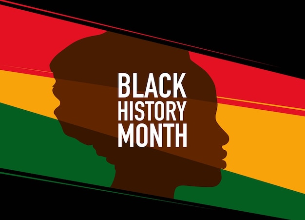 Black History Month viering banner met kleurrijke strepen en teken