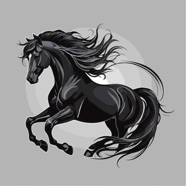 Vector black horse cartoon vector