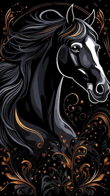 Vector black horse drawing cartoon artwork vector