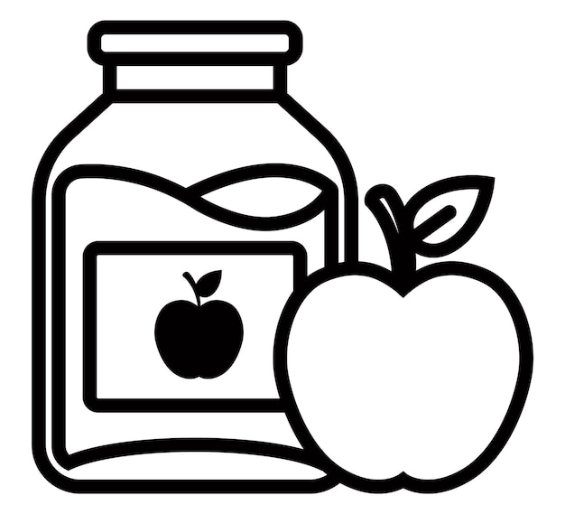 Vector black icon applesauce in a jar breakfast for baby