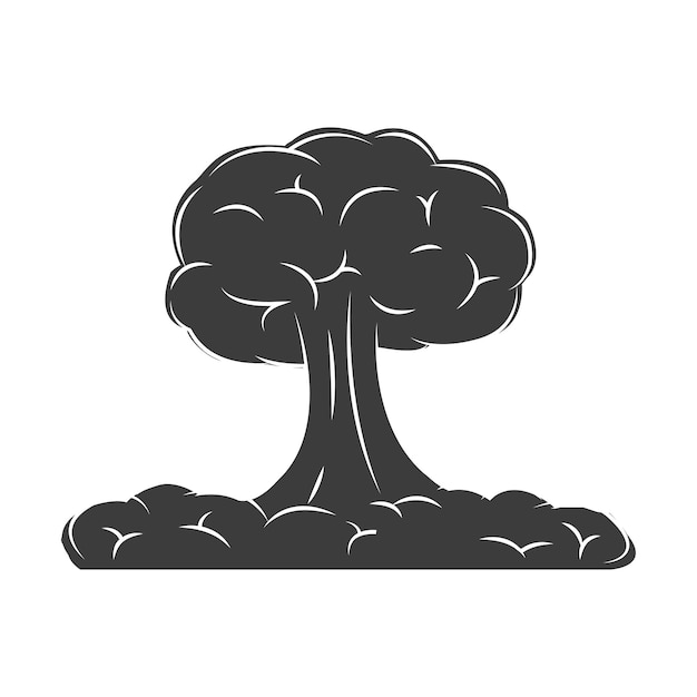 Black icon style nuclear explosion vector flat illustration