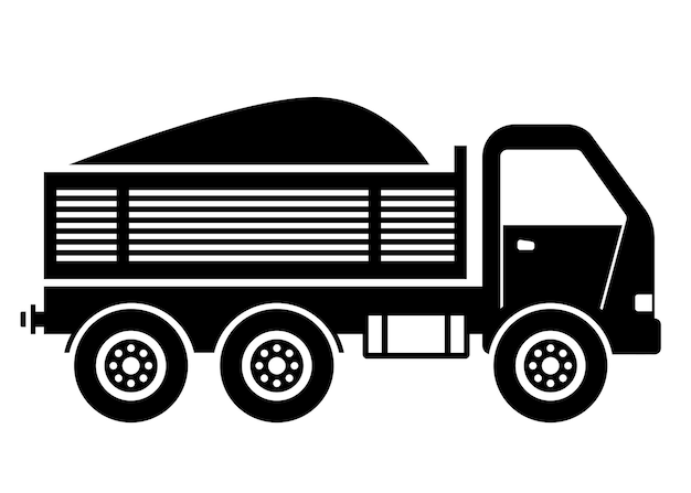 Black icon of a truck with an open trunk with a load