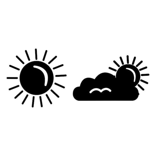 Black Icons Sun and Cloud