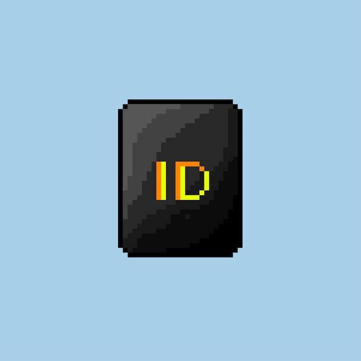 Vector black id card with pixel art style