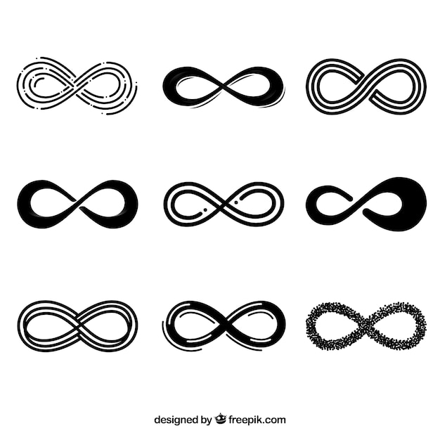 Vector black infinity symbol collection