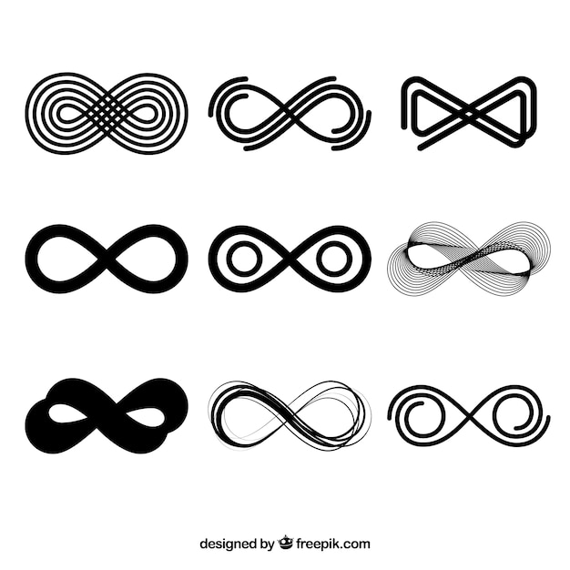 Vector black infinity symbol collection