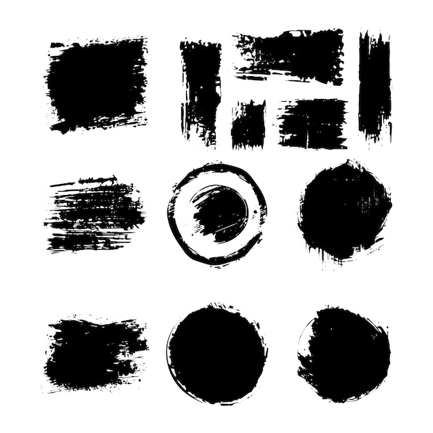 Black ink brush strokes vector