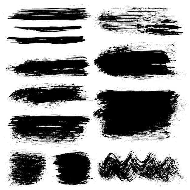 Vector black ink brush vector paintbrush setblack ink brush stroke design vector collection