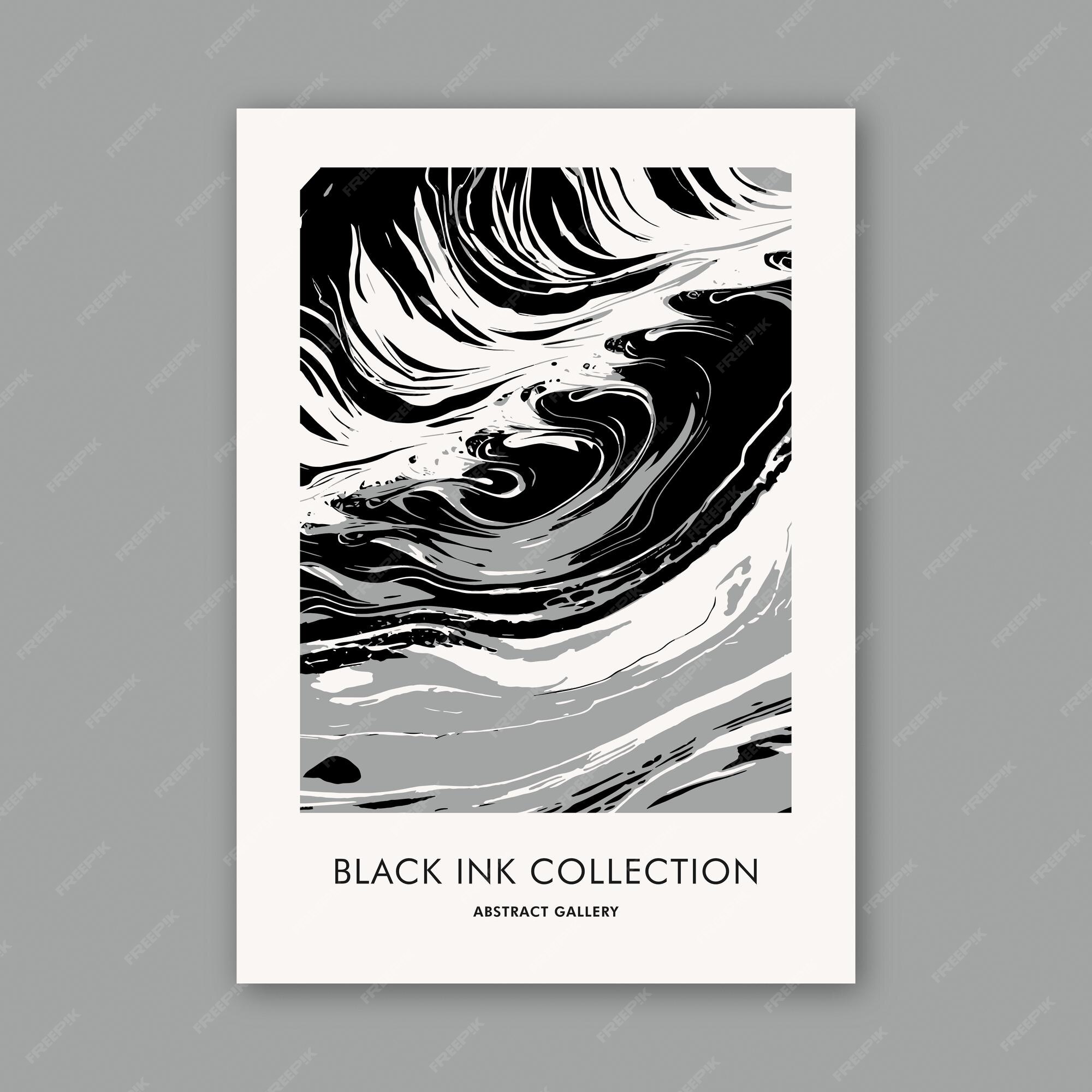 Premium Vector | Black ink collection abstract vector painting